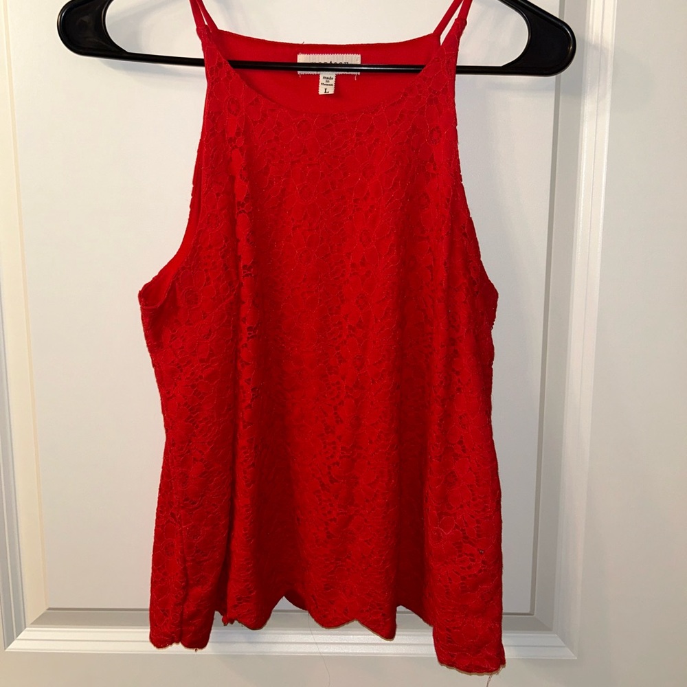 Red Lace Tank Top - Monteau